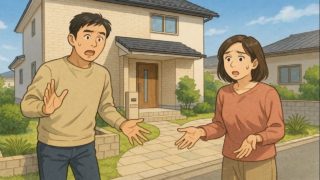 津市で夫婦が外構トラブルで困っているイメージ