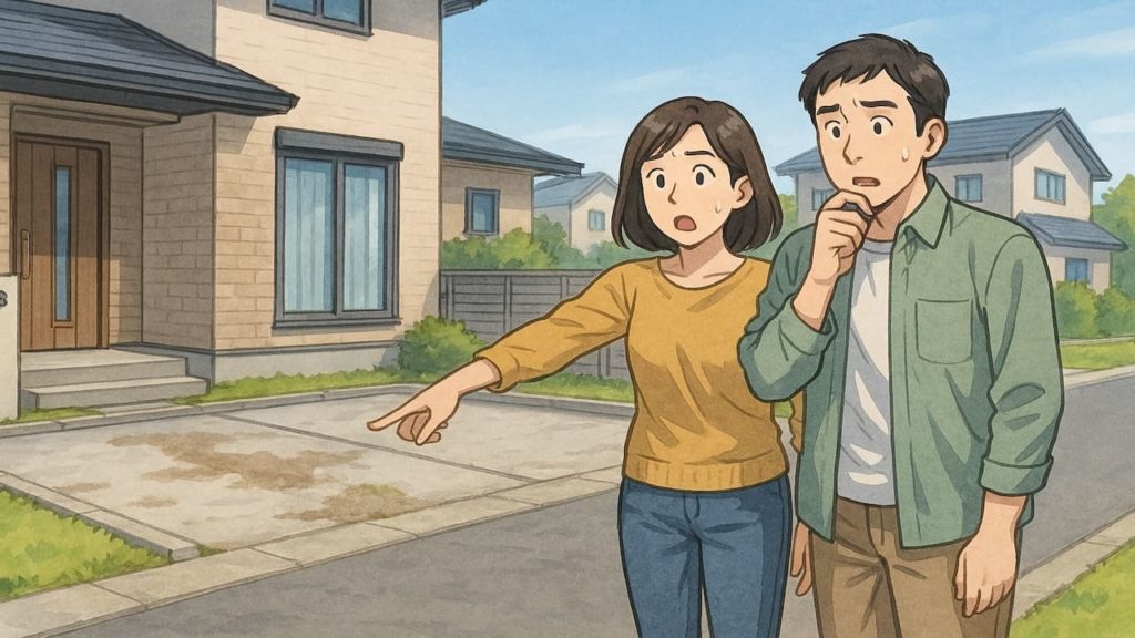 土浦市で夫婦が外構トラブルで困っているイメージ