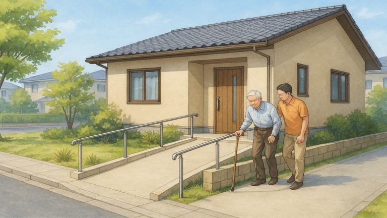 つくば市の戸建てに施工されたバリアフリー外構のイメージ