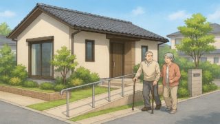 津山市の戸建てに施工されたバリアフリー外構のイメージ