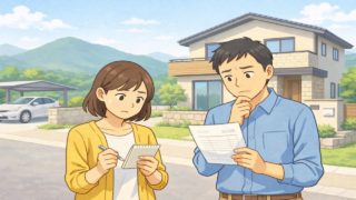 【津山市】外構見積もりの落とし穴5選|追加対応が減る確認ポイント 津山市で夫婦が外構見積もりで悩んでいるイメージ