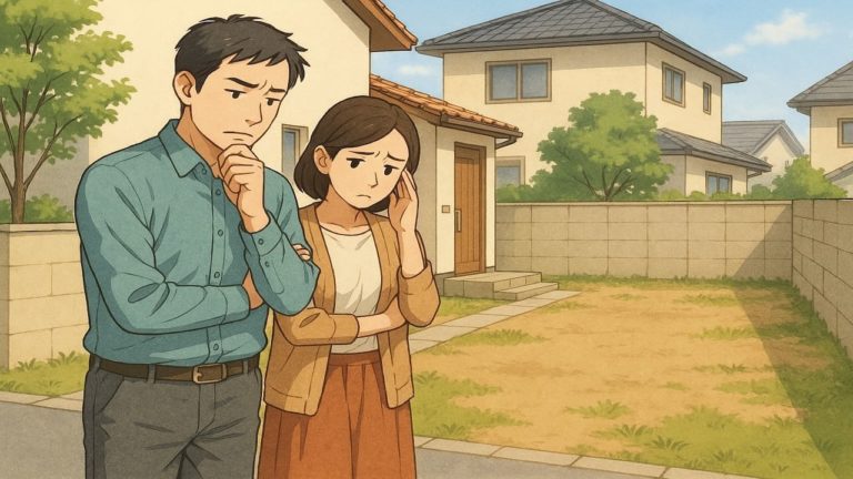 津山市の外構工事の失敗にがっかりする夫婦のイメージ