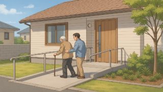 宇部市の戸建てに施工されたバリアフリー外構のイメージ