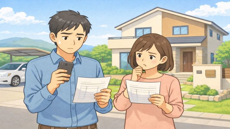 宇部市で夫婦が外構見積もりで悩んでいるイメージ