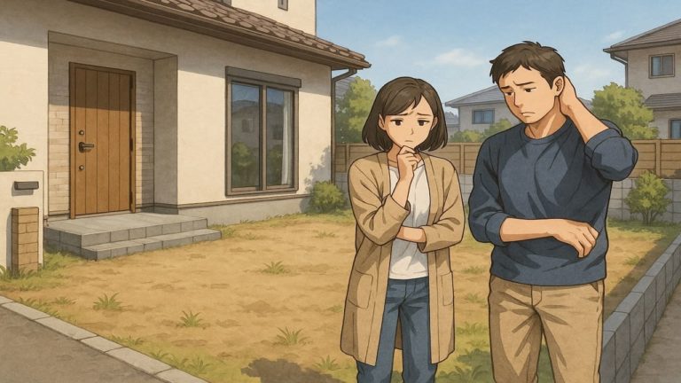 宇部市の外構工事の失敗にがっかりする夫婦のイメージ