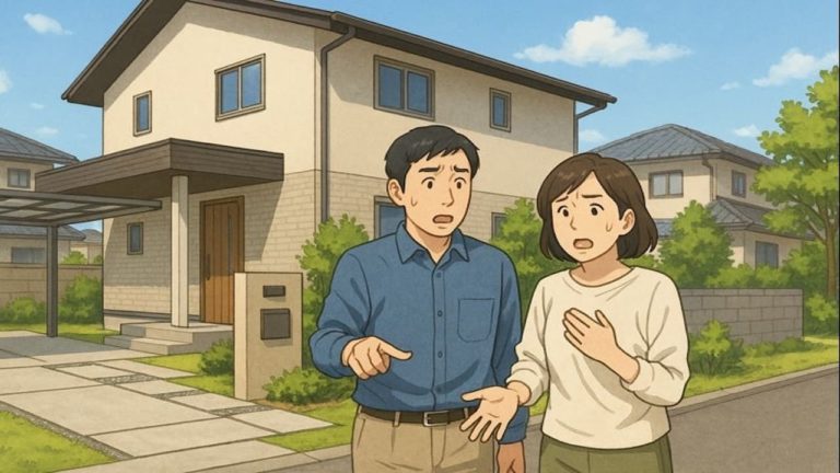 宇部市で夫婦が外構トラブルで困っているイメージ