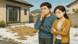 上田市の外構工事の失敗にがっかりする夫婦のイメージ