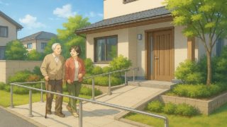 宇治市の戸建てに施工されたバリアフリー外構のイメージ