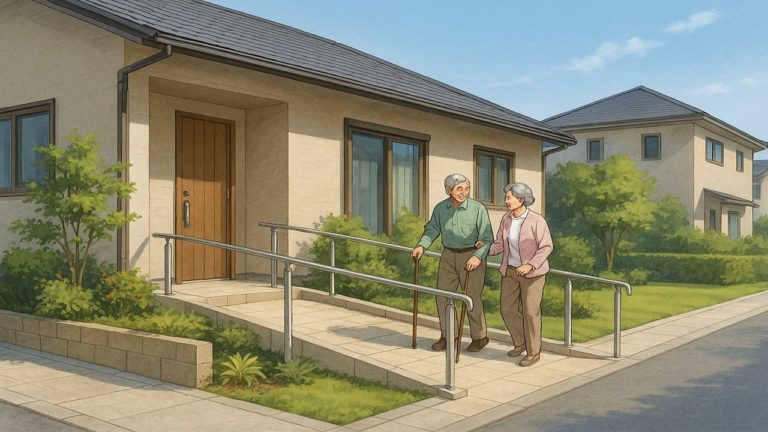 和歌山県の戸建てに施工されたバリアフリー外構のイメージ