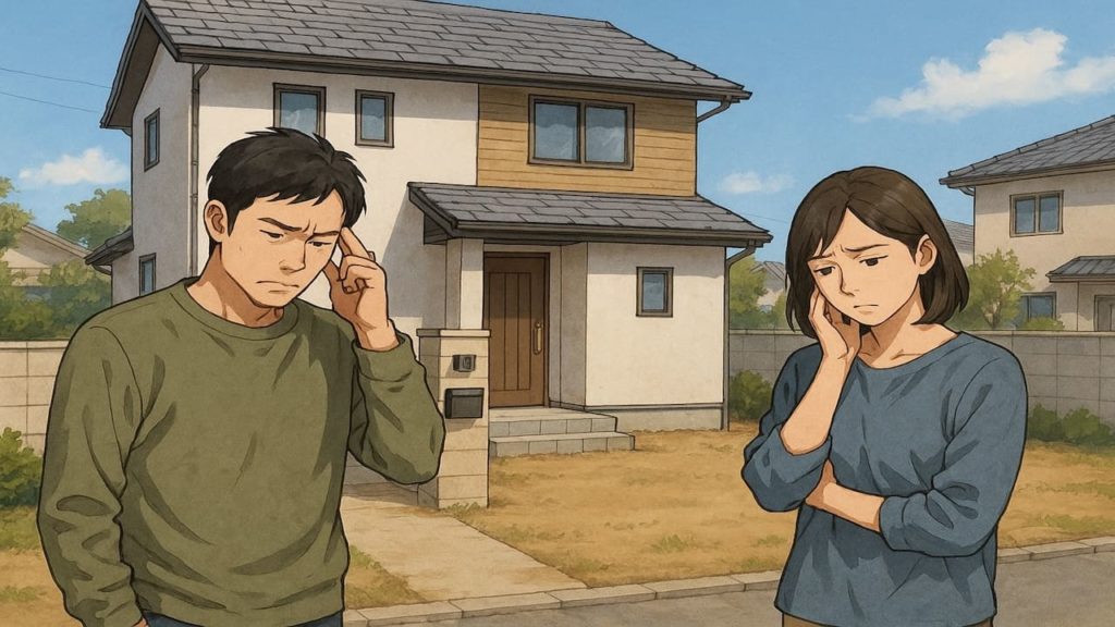 和歌山県の外構工事の失敗にがっかりする夫婦のイメージ