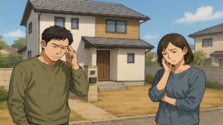 【和歌山県】駐車場まわりの外構失敗5選|写真と実物が違うガッカリ例 和歌山県の外構工事の失敗にがっかりする夫婦のイメージ