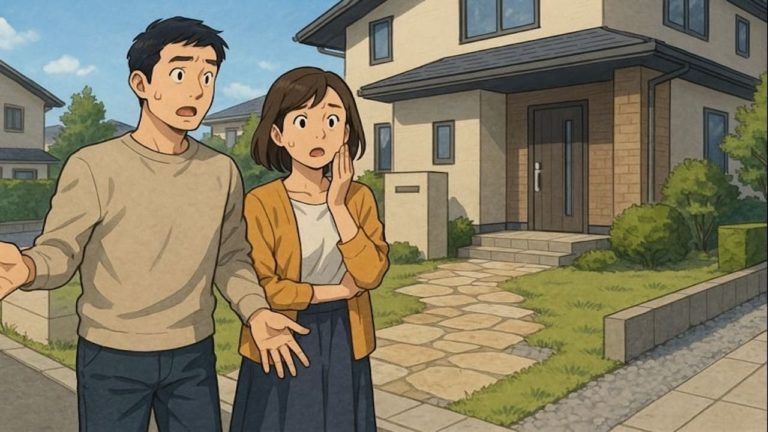 八千代市で夫婦が外構トラブルで困っているイメージ