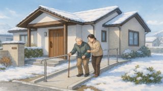 山形県の戸建てに施工されたバリアフリー外構のイメージ