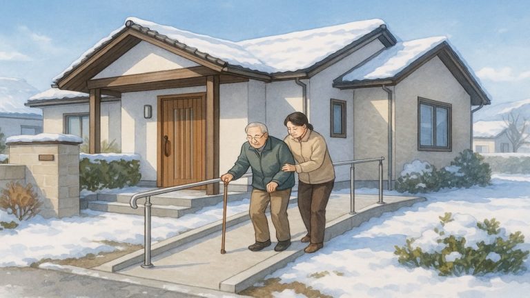 山形県の戸建てに施工されたバリアフリー外構のイメージ