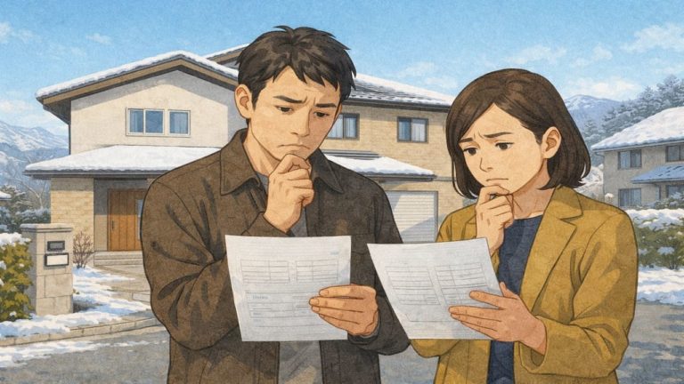 山形県で夫婦が外構見積もりで悩んでいるイメージ