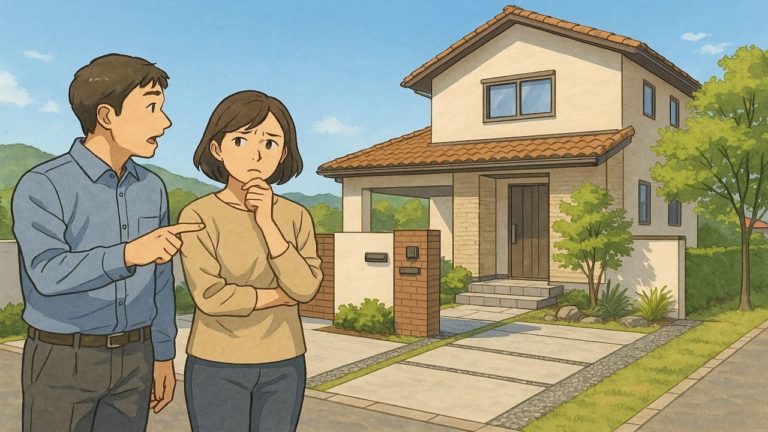 山口県で夫婦が外構業者の選び方と探し方を考えているイメージ