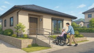 山梨県の戸建てに施工されたバリアフリー外構のイメージ