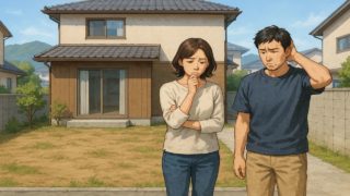 山梨県の外構工事の失敗にがっかりする夫婦のイメージ