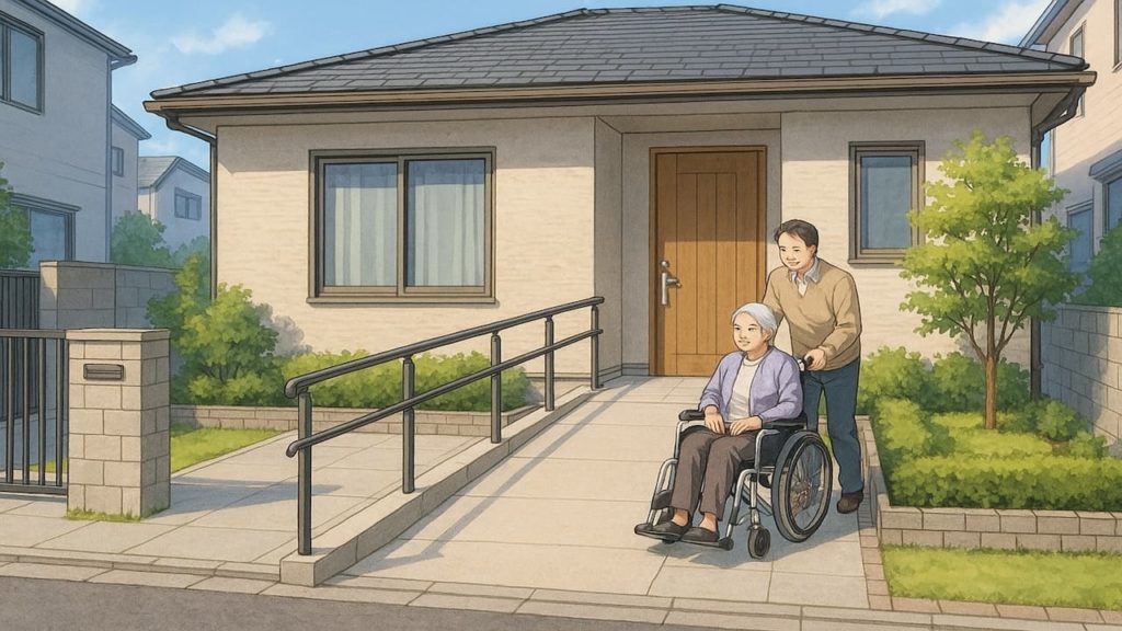 大和市の戸建てに施工されたバリアフリー外構のイメージ