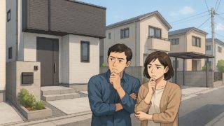 八尾市で夫婦が外構業者の選び方と探し方を考えているイメージ