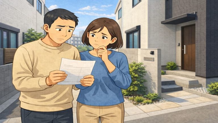 八尾市で夫婦が外構見積もりで悩んでいるイメージ