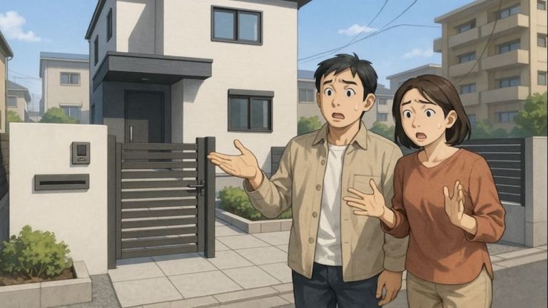 八尾市で夫婦が外構トラブルで困っているイメージ