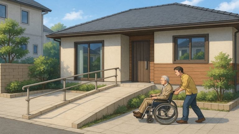 弥富市の戸建てに施工されたバリアフリー外構のイメージ