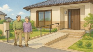 【八代市】外構をバリアフリー化する工夫5つ|庭とテラスを使いやすくする 八代市の戸建てに施工されたバリアフリー外構のイメージ