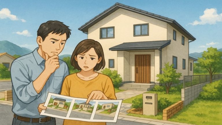 八代市で夫婦が外構業者の選び方と探し方を考えているイメージ