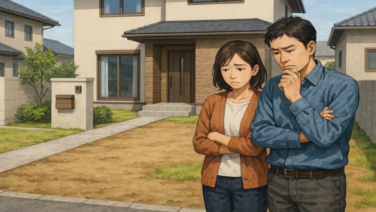 八代市の外構工事の失敗にがっかりする夫婦のイメージ