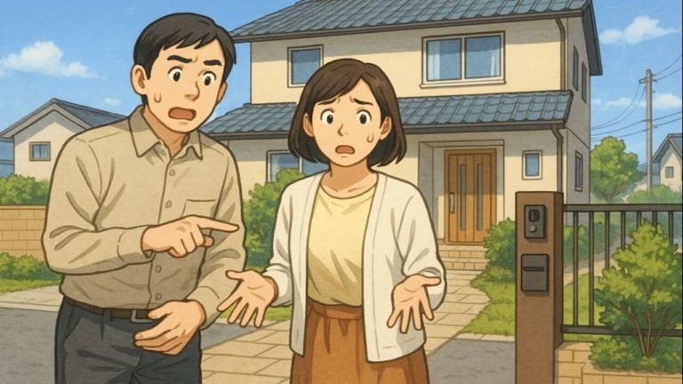 八代市で夫婦が外構トラブルで困っているイメージ