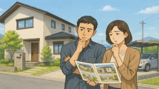 四日市市で夫婦が外構業者の選び方と探し方を考えているイメージ