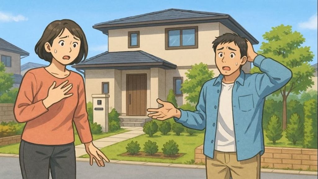 四日市市で夫婦が外構トラブルで困っているイメージ