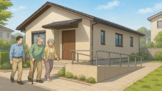 米子市の戸建てに施工されたバリアフリー外構のイメージ