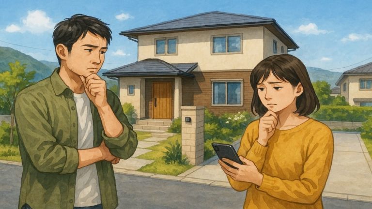 米子市で夫婦が外構業者の選び方と探し方を考えているイメージ