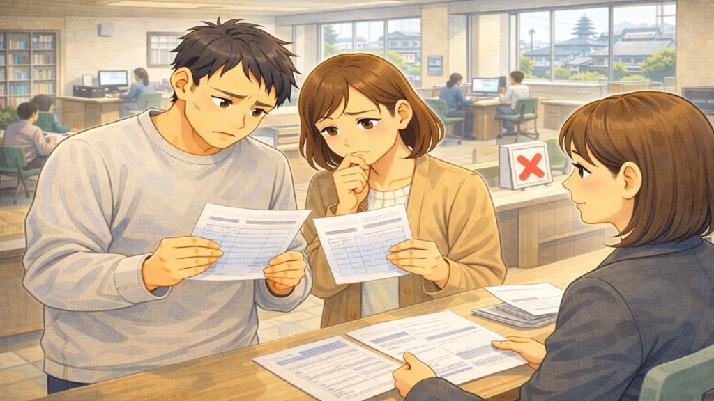 京都府で夫婦が外構の補助金で悩んでいるイメージ