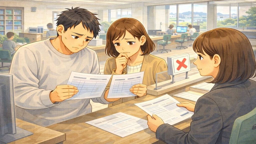 三重県で夫婦が外構の補助金で悩んでいるイメージ