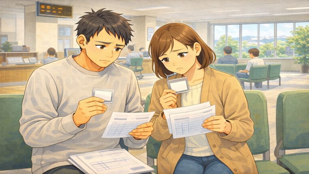 大津市で夫婦が外構の補助金で悩んでいるイメージ