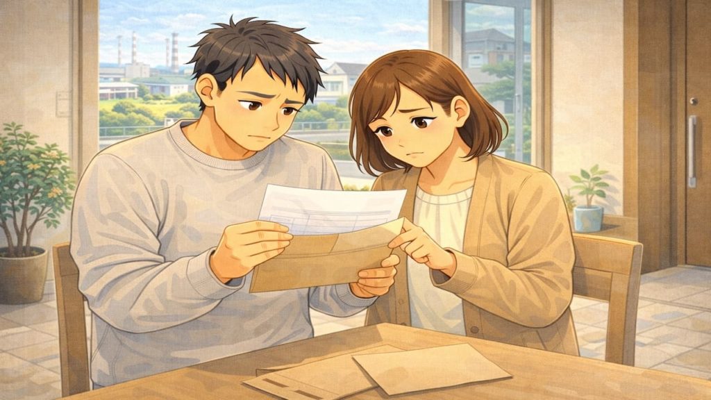 鈴鹿市で夫婦が外構の補助金で悩んでいるイメージ