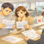 宇部市で夫婦が外構の補助金で悩んでいるイメージ